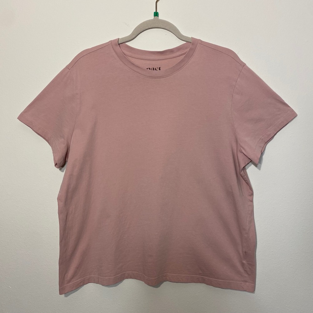 PACT Organic Cotton Short Sleeve T-shirt Size XL Pink Minimalist Basic Casual